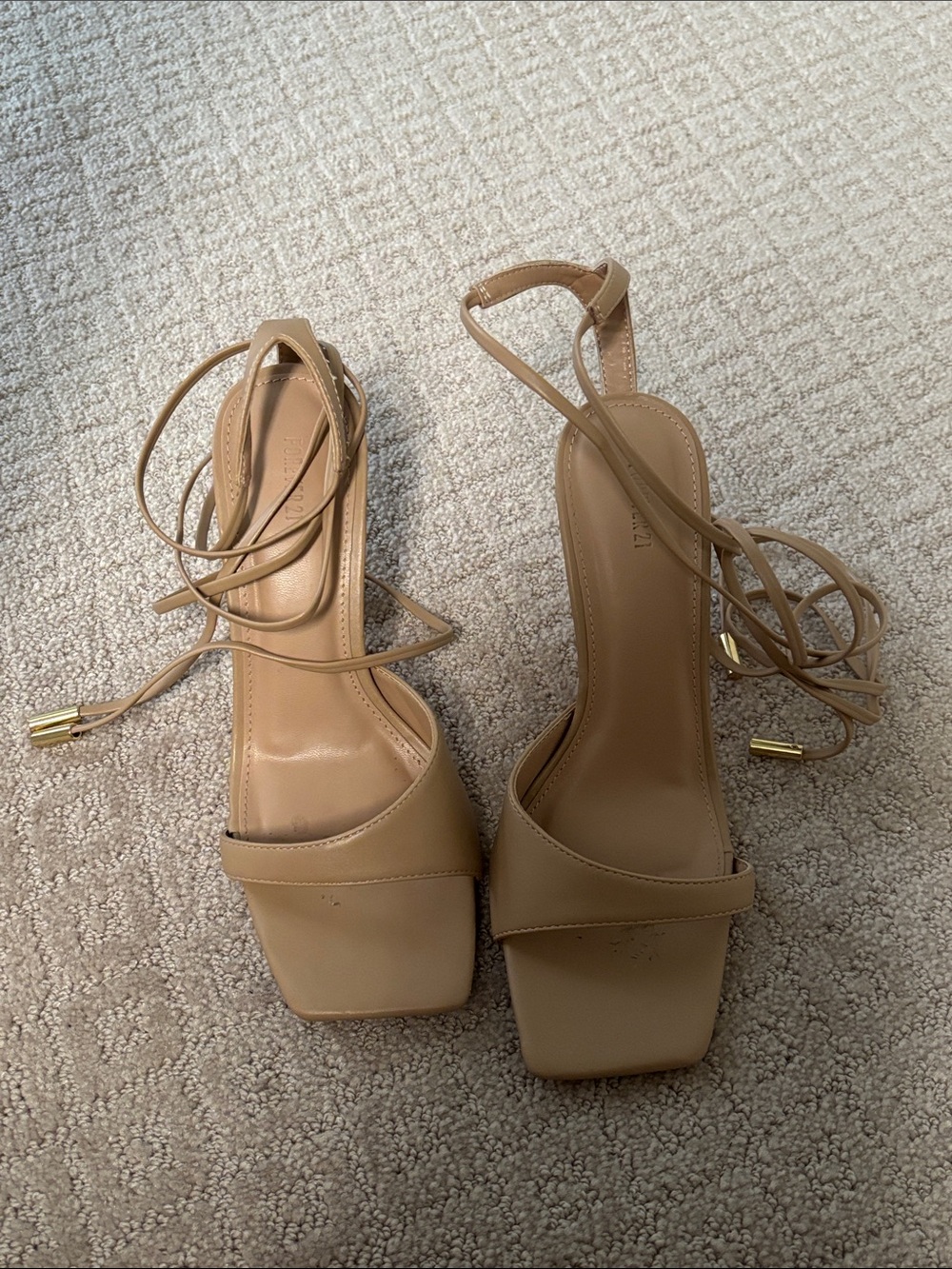 Women's Nude Strappy Square-Toe Sandals size 7